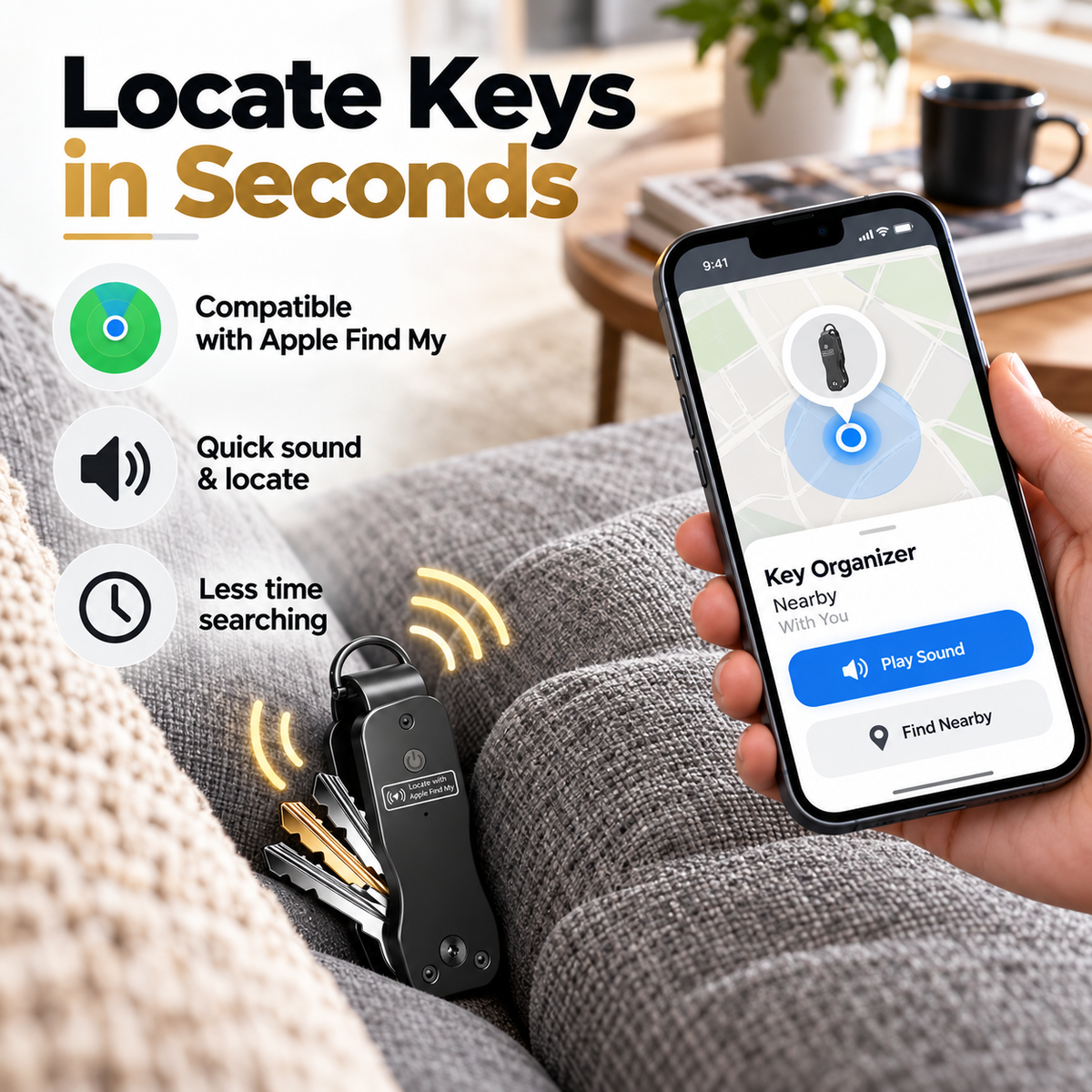 🔑 Smart Key Organizer with Apple Find My – Compact Everyday Key Holder