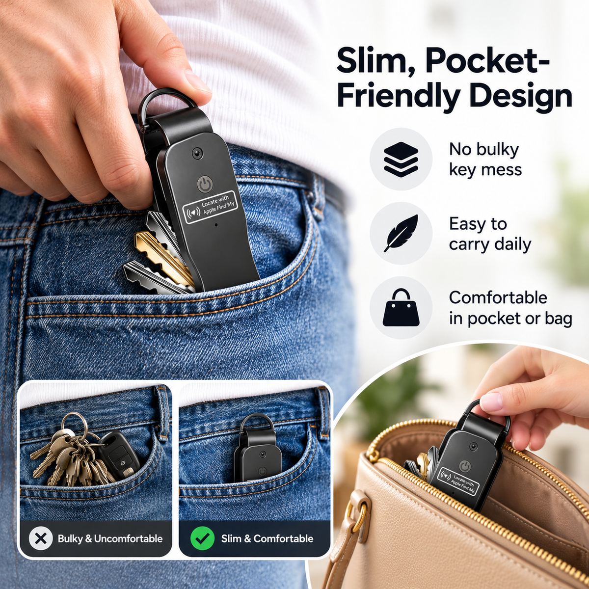🔑 Smart Key Organizer with Apple Find My – Compact Everyday Key Holder