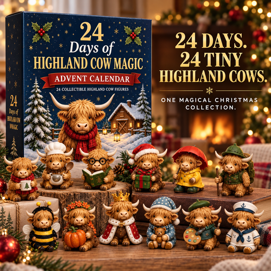 🐮❤️ 24-Day Highland Cow Advent Calendar – 24 Mini Collectible Surprises