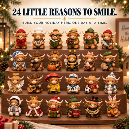 🐮❤️ 24-Day Highland Cow Advent Calendar – 24 Mini Collectible Surprises