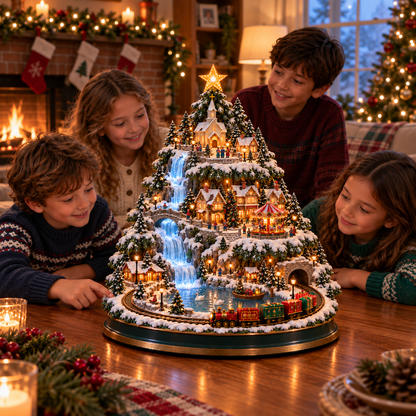✨ Christmas Village Lightscape Tree – Glowing Train, Carousel & Winter Wonderland 🎄🚂