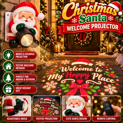 ✨🎅 Santa Christmas Welcome Projector – Festive Doorway Light with Remote Control🎅 ✨