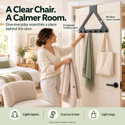 🚪 6-Hook Over-the-Door Organizer – No-Drill Space-Saving Hanging Rack ✨