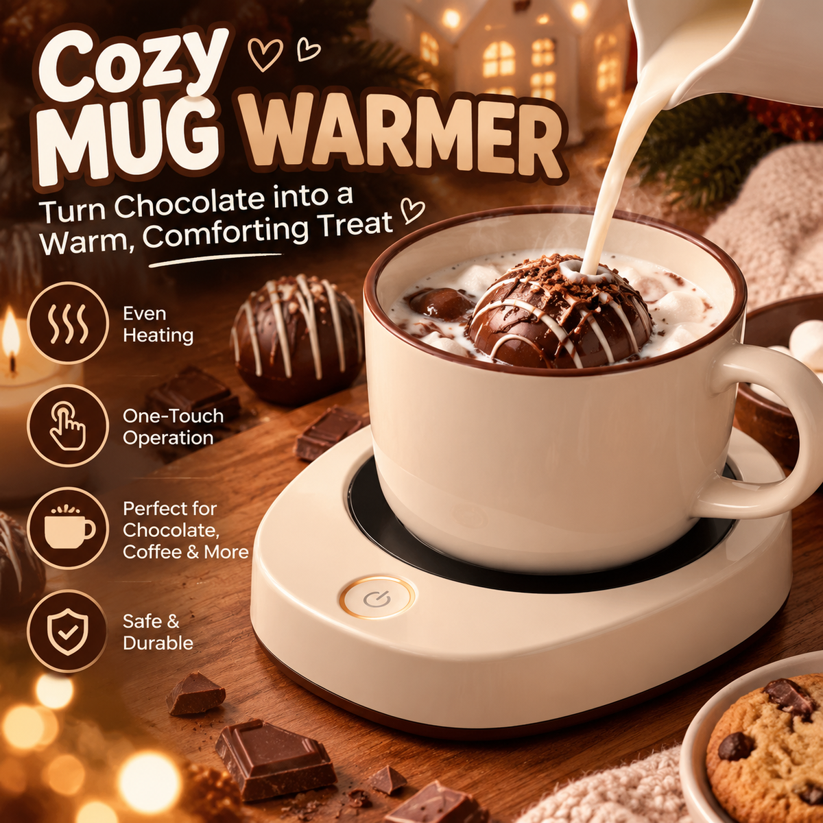 🔥CozyGlow Mug Warmer – Chocolate Melting & Hot Drink Warming