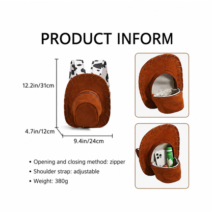 🤠 Cowboy Hat Backpack – Adjustable Cosplay Costume Bag & Birthday Gift