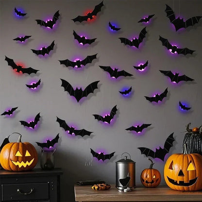 🔥 2026 Hot Sale 3D LED Bat Wall Decorations – 12/24PCS Light-Up Halloween Decor for Walls, Windows & Parties
