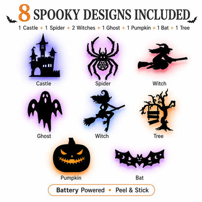 🎃Halloween LED Silhouette Wall Light Stickers, Battery Powered Peel