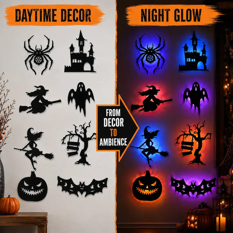 🎃Halloween LED Silhouette Wall Light Stickers, Battery Powered Peel
