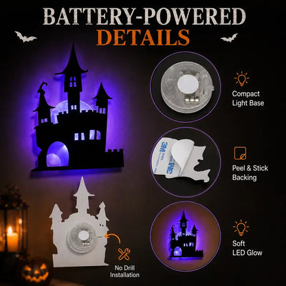 🎃Halloween LED Silhouette Wall Light Stickers, Battery Powered Peel