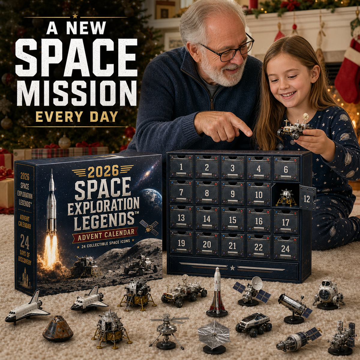 🎉2026 Space Exploration Legends Advent Calendar – 24 Days of Space Missions, 24 Collectible Surprises
