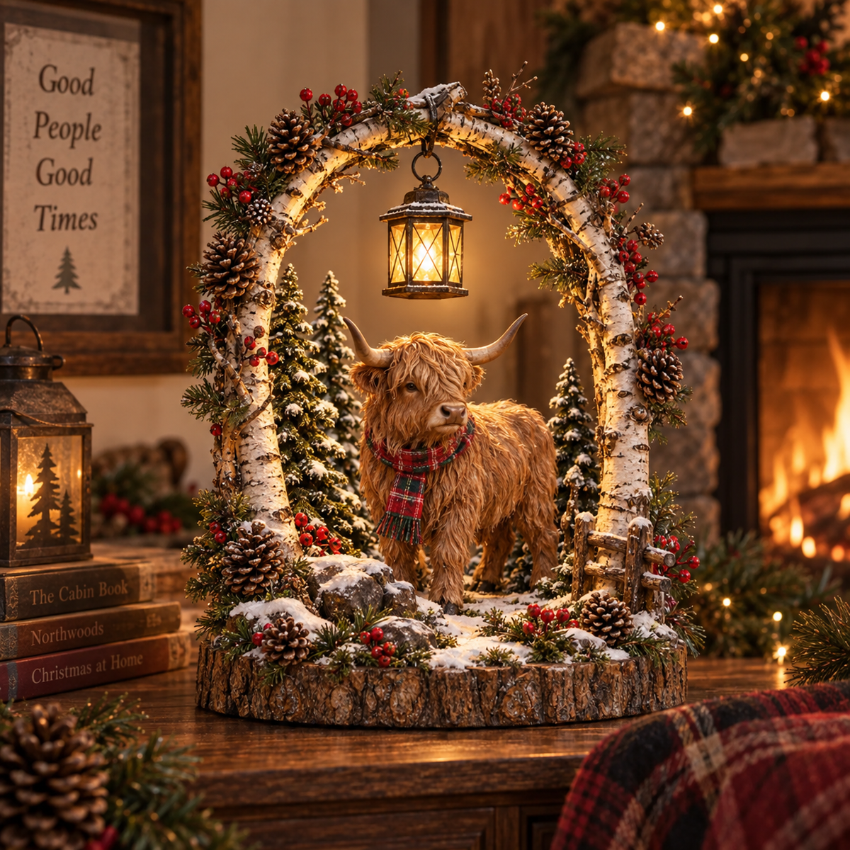 🐻Woodland Bear Family Lantern – Lighted Christmas Forest Tabletop Decor 🎄