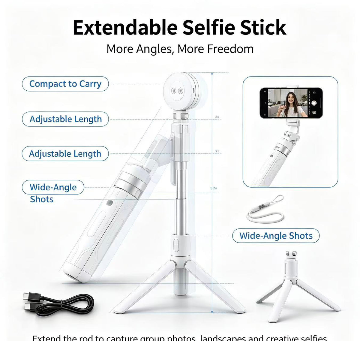 📹Zoomable Magnetic Palm Grip | Selfie Stick & Tripod