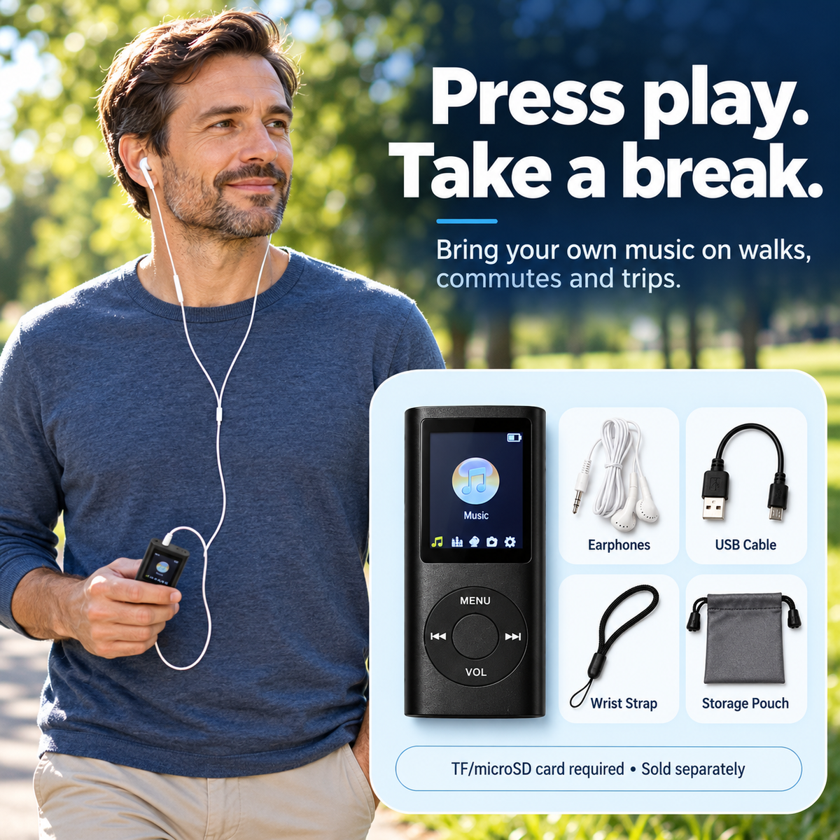🎶Portable MP3 Player – Compact Digital Music Player with LCD Screen & TF Card Support✨
