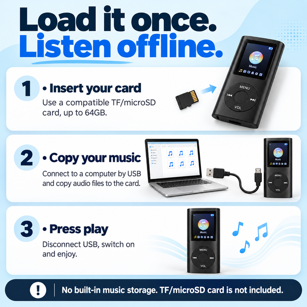 🎶Portable MP3 Player – Compact Digital Music Player with LCD Screen & TF Card Support✨