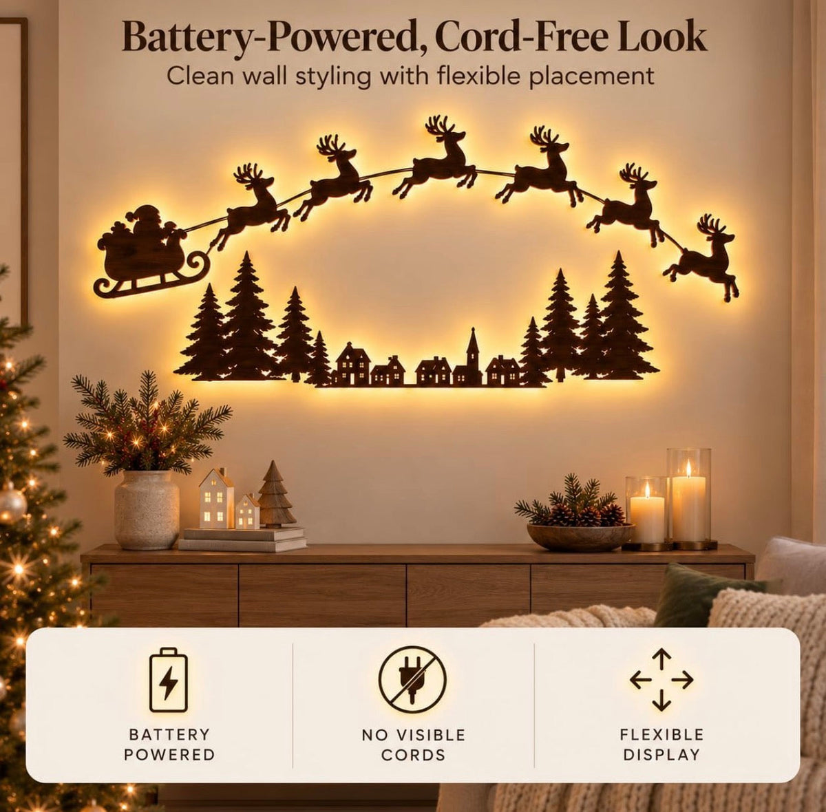 🦌 Reindeer Sleigh Press On✨