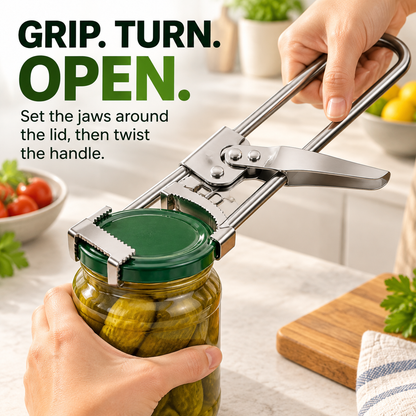 🍾 Adjustable Stainless Steel Jar & Bottle Opener – Multi-Size Grip for Tight Lids & Caps ✨