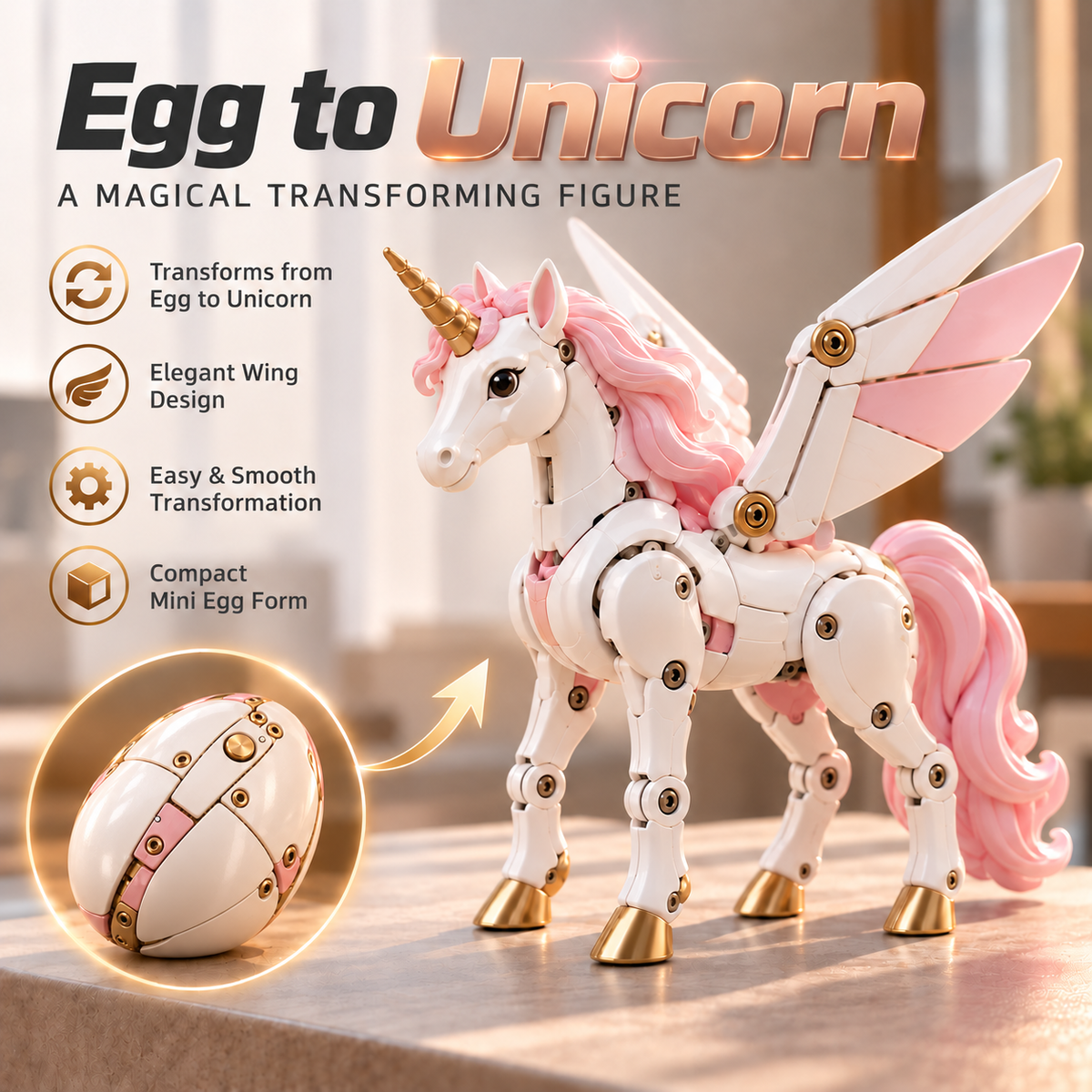 🪽Transforming Unicorn Egg – One Figure, Two Magical Forms