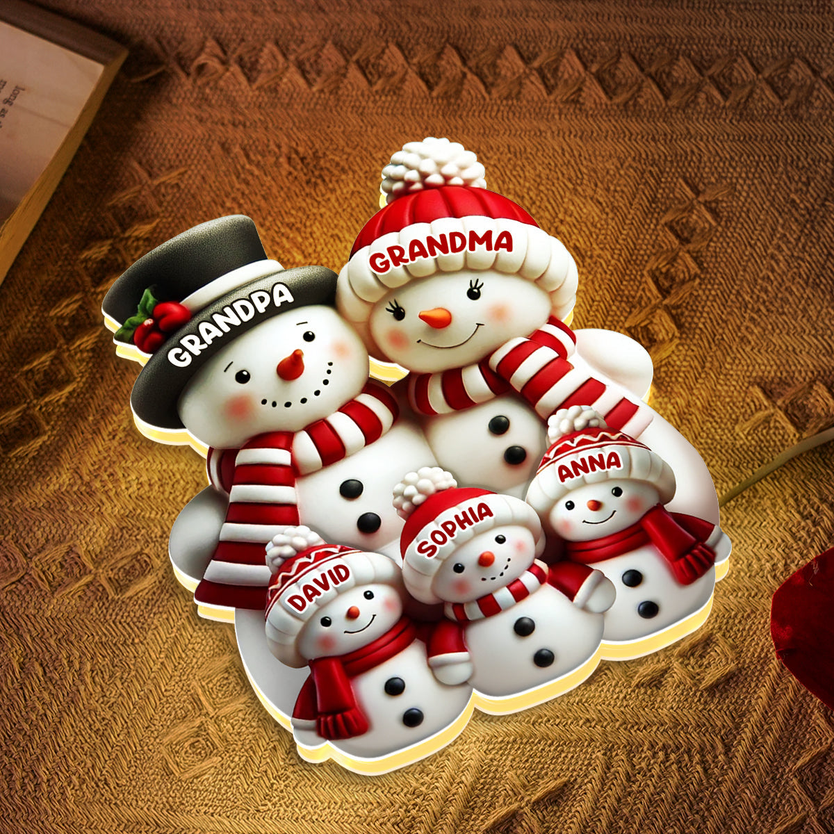 Snowman Family Light Box - Christmas Decor For Family, Grandma, Grandpa