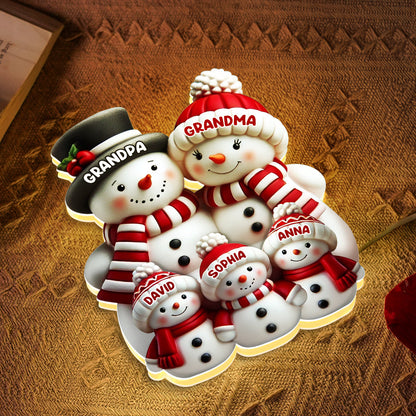 Snowman Family Light Box - Christmas Decor For Family, Grandma, Grandpa