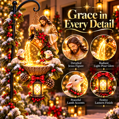 🎀🔥Last Day 50% OFF-✝️✨ Jesus Blessing Hanging Fountain – Lighted Christian Christmas Garden Decor