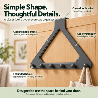 🚪 6-Hook Over-the-Door Organizer – No-Drill Space-Saving Hanging Rack ✨