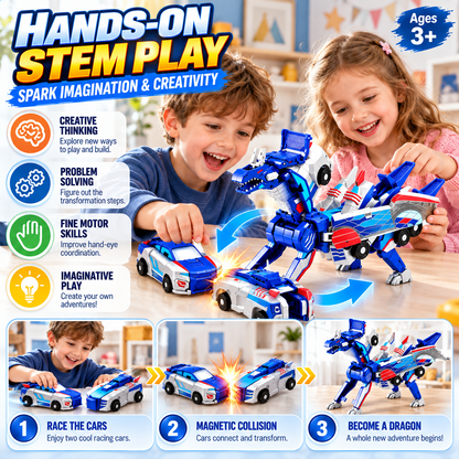 🚗 Transforming Dragon Racing Car – Magnetic 2-in-1 Action Toy 🐉🔥