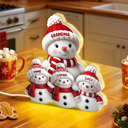 Snowman Family Light Box - Christmas Decor For Family, Grandma, Grandpa