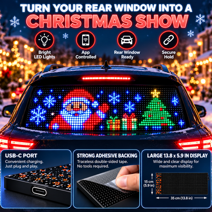 🎅Smart LED Pixel Car Display — App-Controlled Custom Text, Colors & Animations