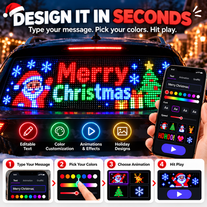 🔥New Smart LED Pixel Car Display — App-Controlled Custom Text, Colors & Animations