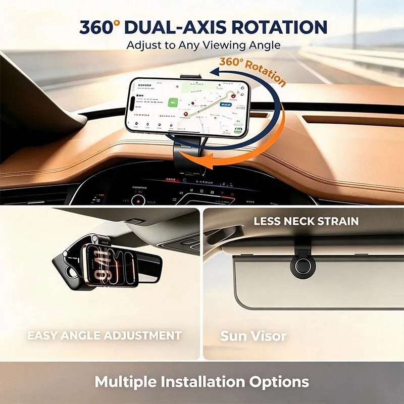 🔥 360° Foldable Magnetic Car Phone Mount – Dashboard & Visor Holder