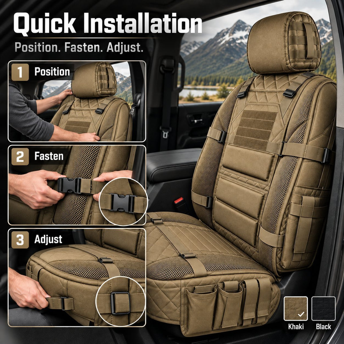 🚙Rugged Truck Seat Cover – Tactical Storage, Seat Protection & All‑Day Comfort
