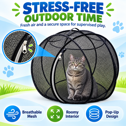 🐈 Pop-Up Mesh Cat Playpen – Roomy 32-Inch Indoor & Outdoor Enclosure