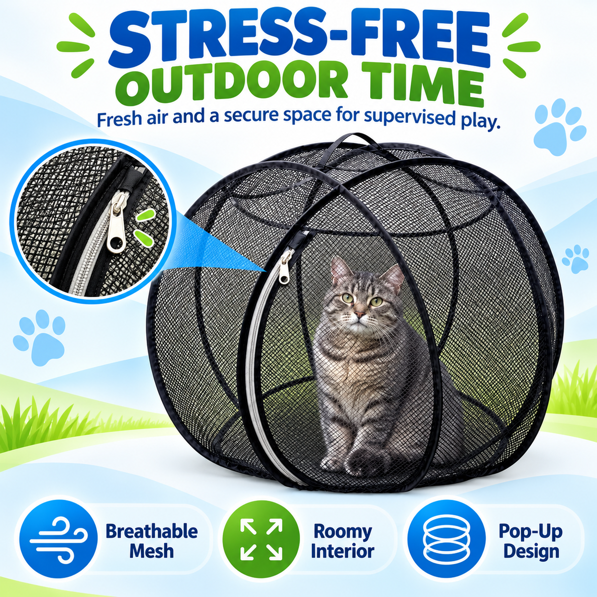 🎉🐱🌿 FreshAir Cat Haven™ – Pop-Up Mesh Playpen🎉