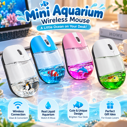 🐠✨ Mini Aquarium Liquid Wireless Mouse – Cute Floating Animal Design & Unique Desk Gift 🎁