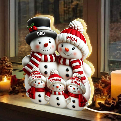 Snowman Family Light Box - Christmas Decor For Family, Grandma, Grandpa