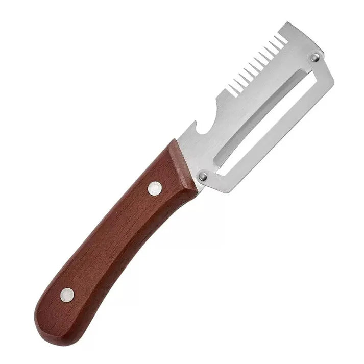 ✨Wooden-Handled Stainless Steel Sharp Peeler with Built-In Bottle Opener