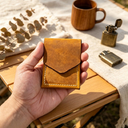 💰Handmade genuine leather wallet – Slim Magnetic Card & Cash Holder for Men