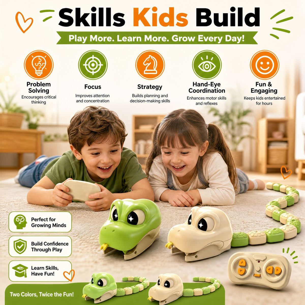 🐍🎮 Magnetic Snake Battle Game – Remote Control Snake Toy for Kids & Family Fun! ✨