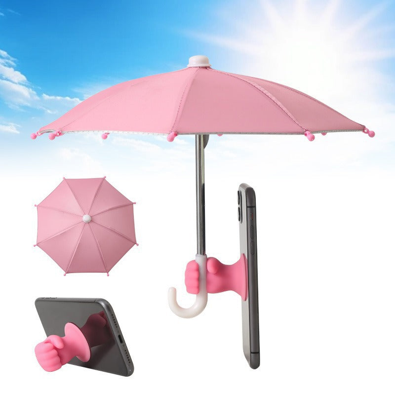 ☀️ Phone Umbrella – Suction Cup Stand with Sun Shade, Anti-Glare, Heat Protection