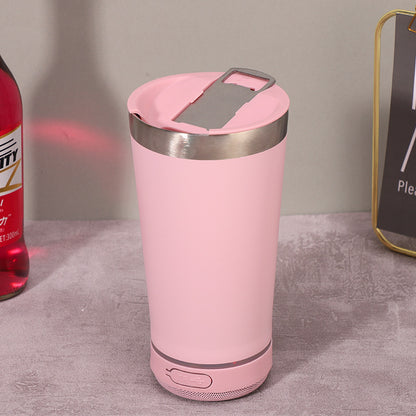 Stainless Steel 16.oz Nsulated MUG With Built-in Bluetooth Speaker Rechargeable Wireless Multi-color LED Lights Prefect Gift