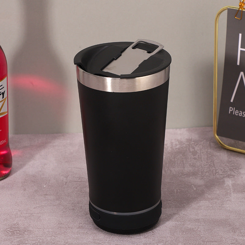 Stainless Steel 16.oz Nsulated MUG With Built-in Bluetooth Speaker Rechargeable Wireless Multi-color LED Lights Prefect Gift