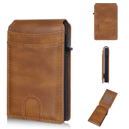 💰Pop-Up Wallet – Aluminum + Leather, RFID Blocking, Cash & Card Slots