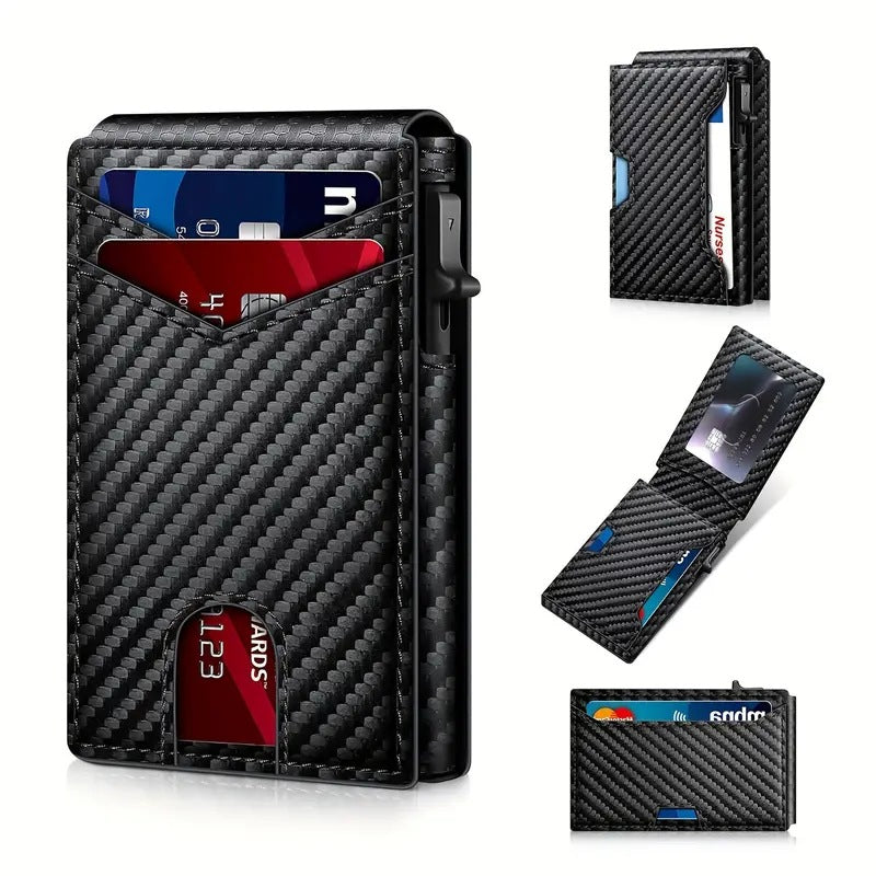 👛 Pop-Up Men's Wallet – RFID Blocking, Holds 12 Cards, Slim & Secure