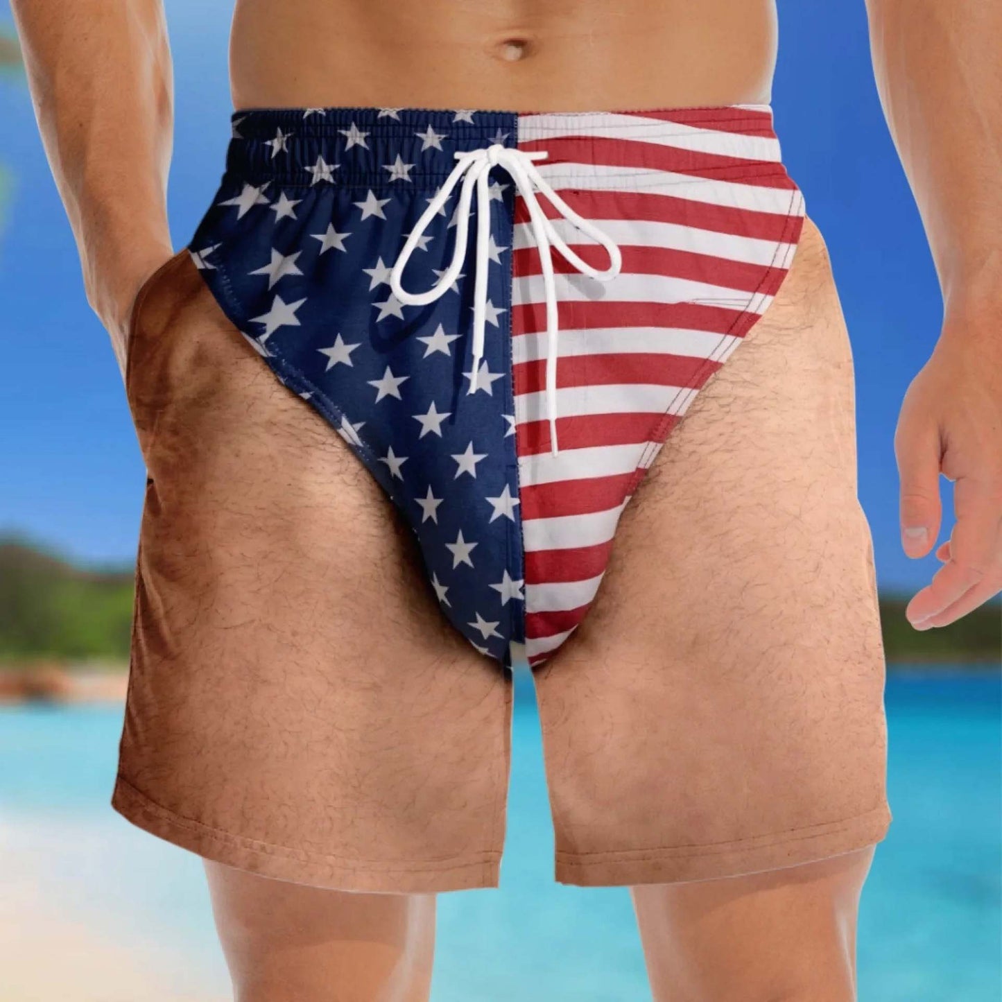 🔥Summer Hot Sale Promotion-49% OFF🌞-Funny Patriotic Men Swim Trunks