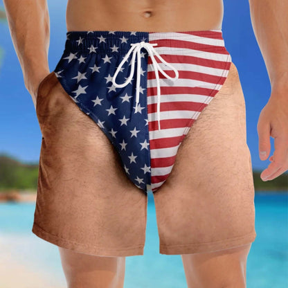 🔥Summer Hot Sale Promotion-49% OFF🌞-Funny Patriotic Men Swim Trunks