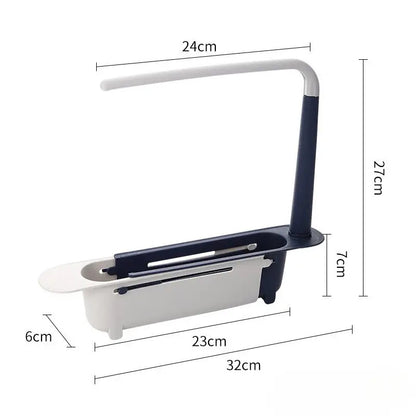 🧽 Adjustable Telescopic Sink Caddy – Drainable Organizer with Towel Bar