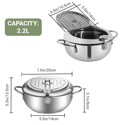 🍤🔥 Japanese Tempura Frying Pot – Oil-Saving Stainless Steel Fryer with Temperature Control! ✨