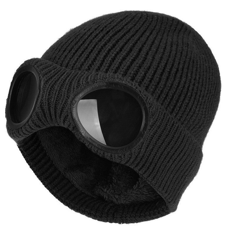 🎁Hot Sale🔥Unisex Solid Color Goggle Lens Design Beanie Hat
