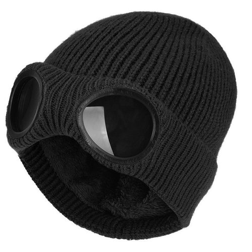 🎁Hot Sale🔥Unisex Solid Color Goggle Lens Design Beanie Hat