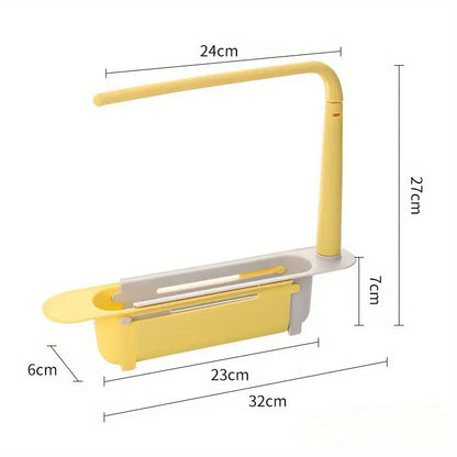 🧽 Adjustable Telescopic Sink Caddy – Drainable Organizer with Towel Bar